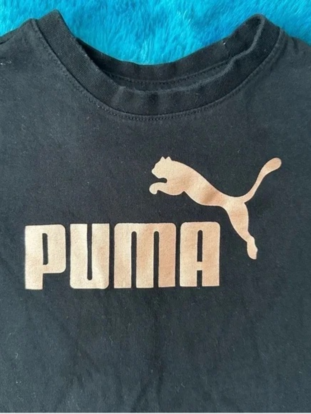 Puma Black Tee with Metallic Gold Logo - Picture 3 of 5